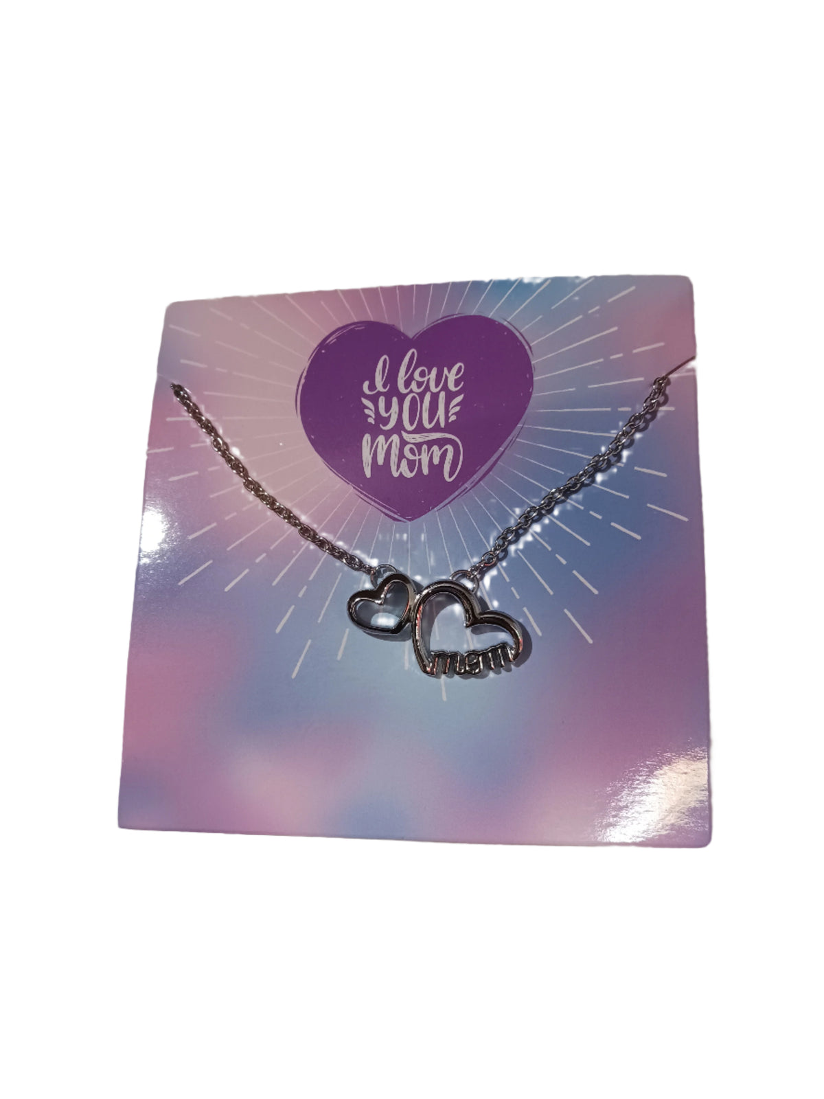 Mom Double Heart Necklace on Card