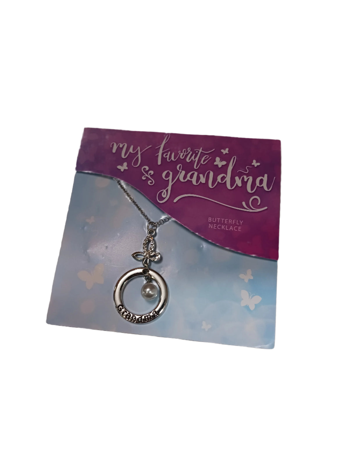 Grandma Butterfly Pearl Necklace