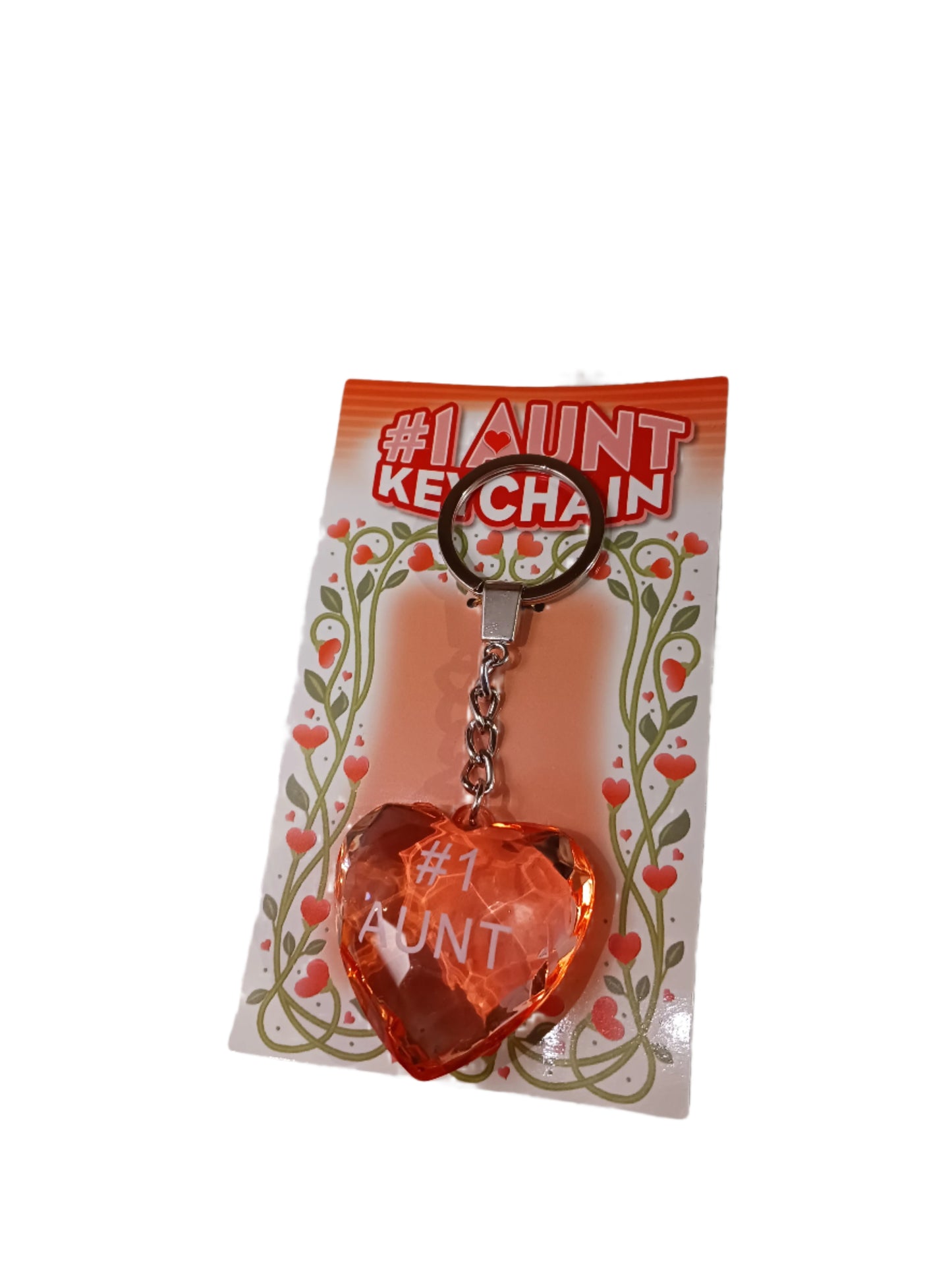 #1 Aunt Crystal Heart Keychain