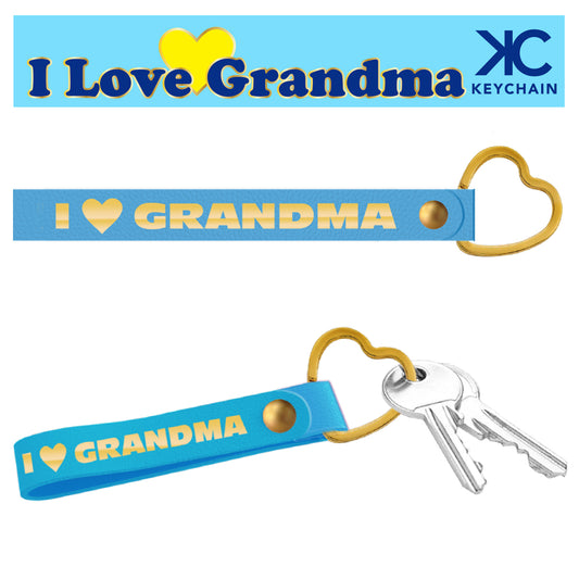 I Love Grandma Leatherette Key Strap