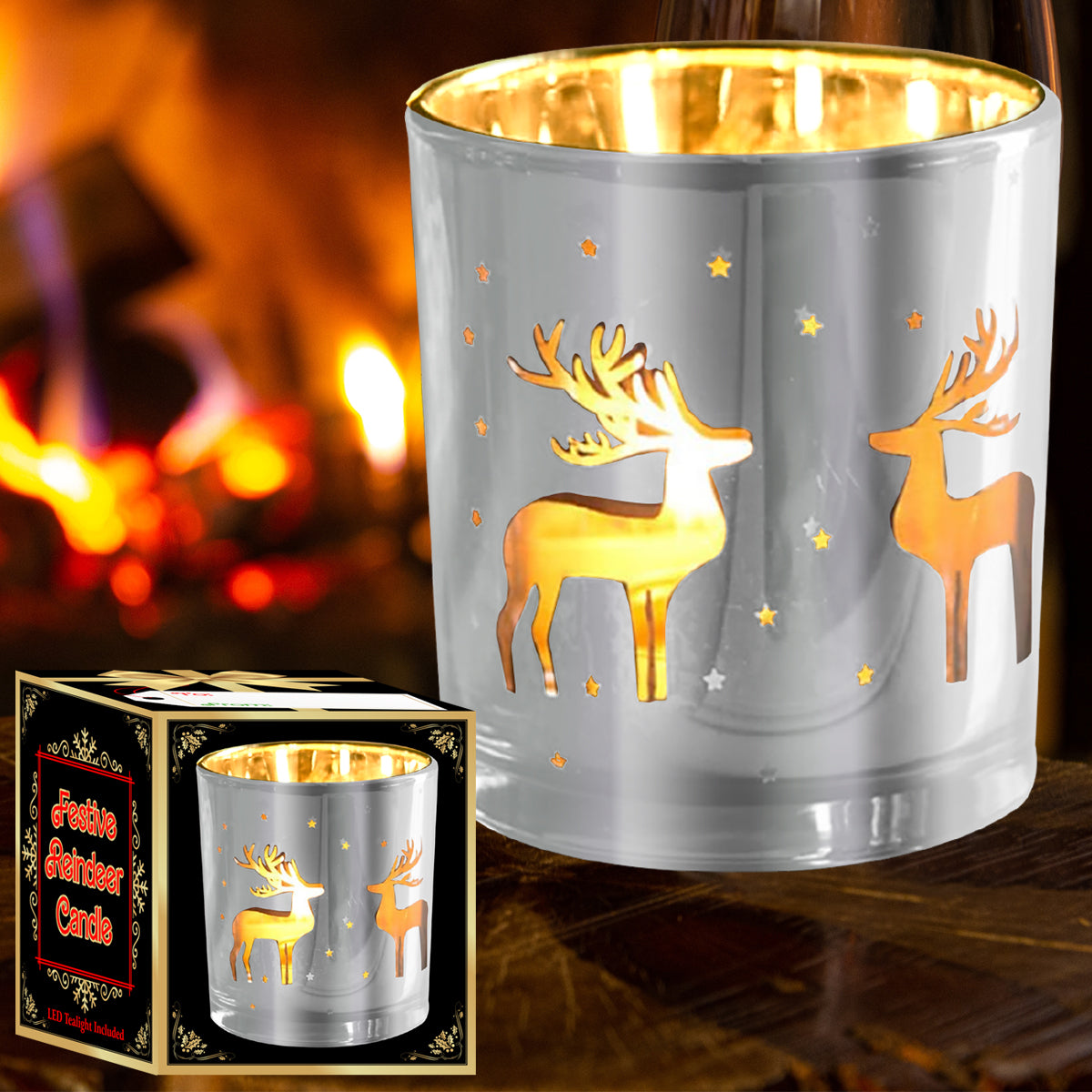 Reindeer Candle w/Tealight