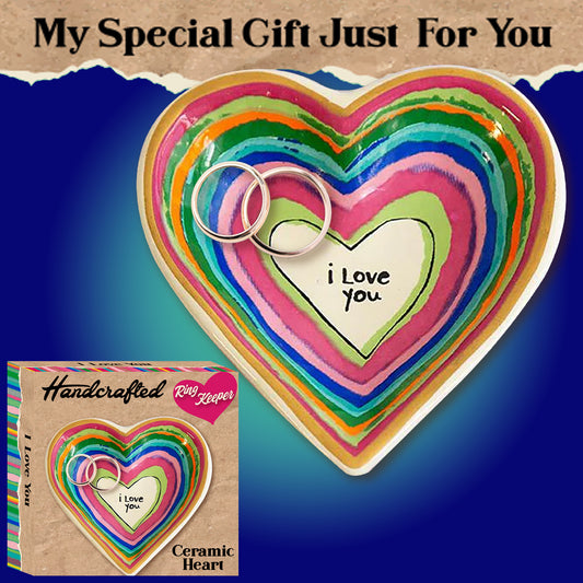 I Love You Ceramic Heart Ring Tray