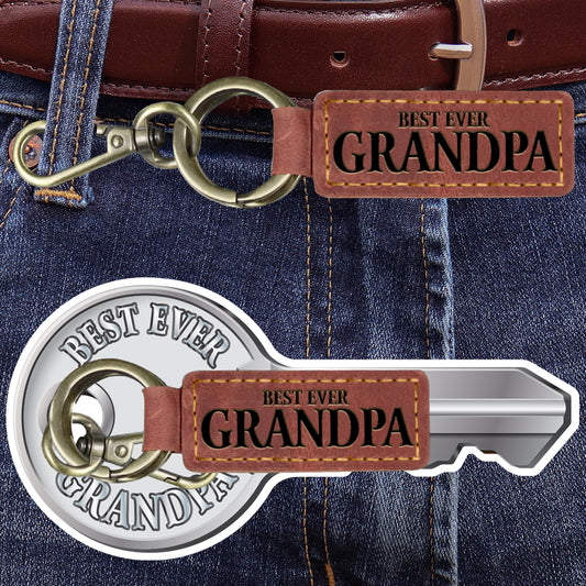 Best Ever Grandpa Leatherette Key Clip