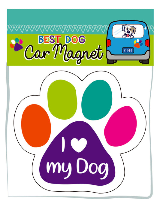 I Love My Dog Paw Magnet