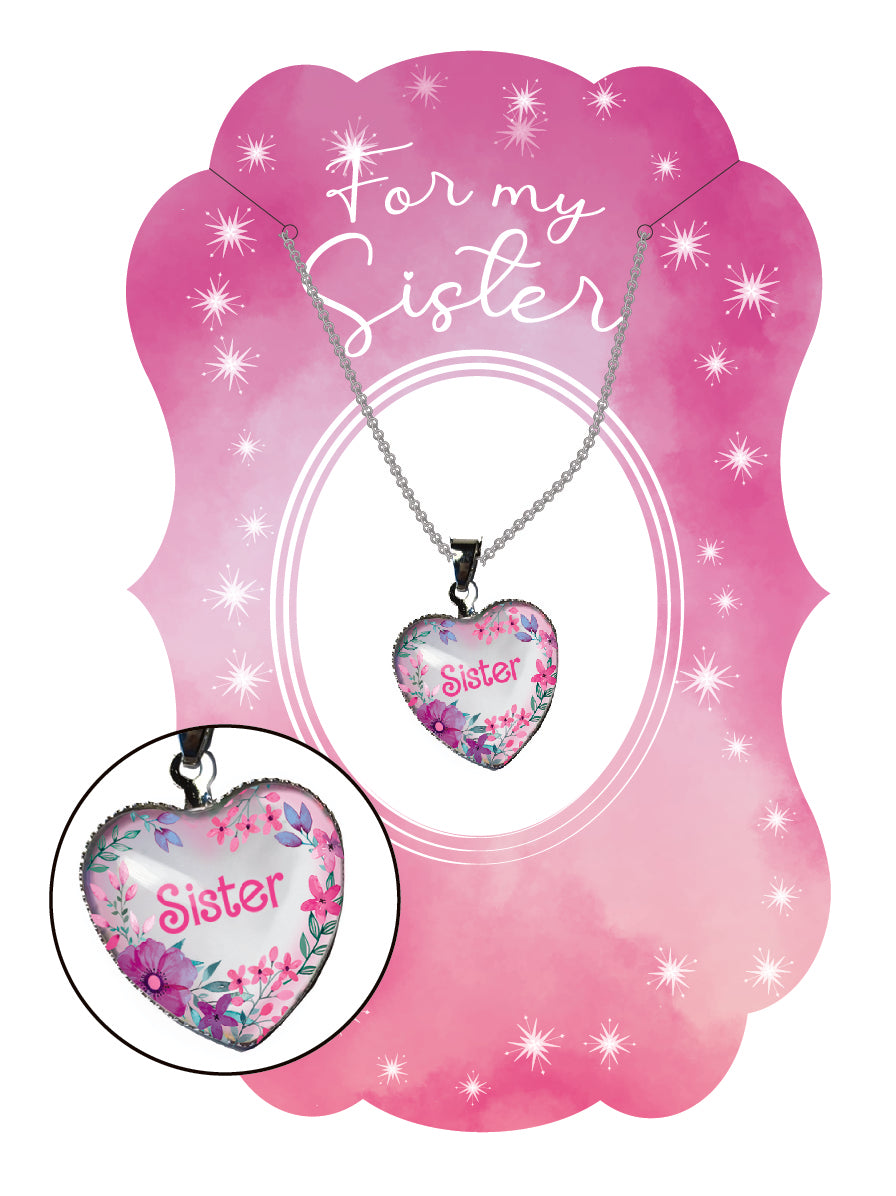 Sister Floral Heart Necklace