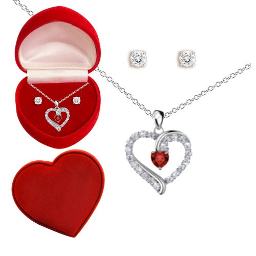 Crystal Heart Necklace/Earring Set