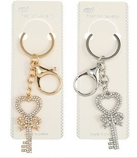 Crystal Key Bow Keychain