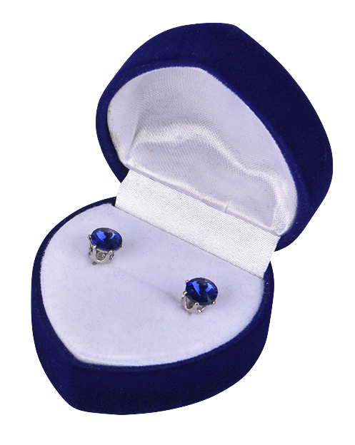 Blue Stud Earring in Blue Flocked Box