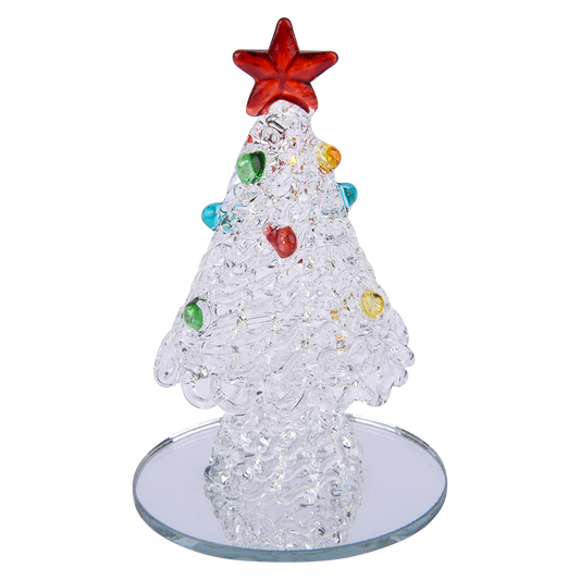 Glass Tree on Mirror Base