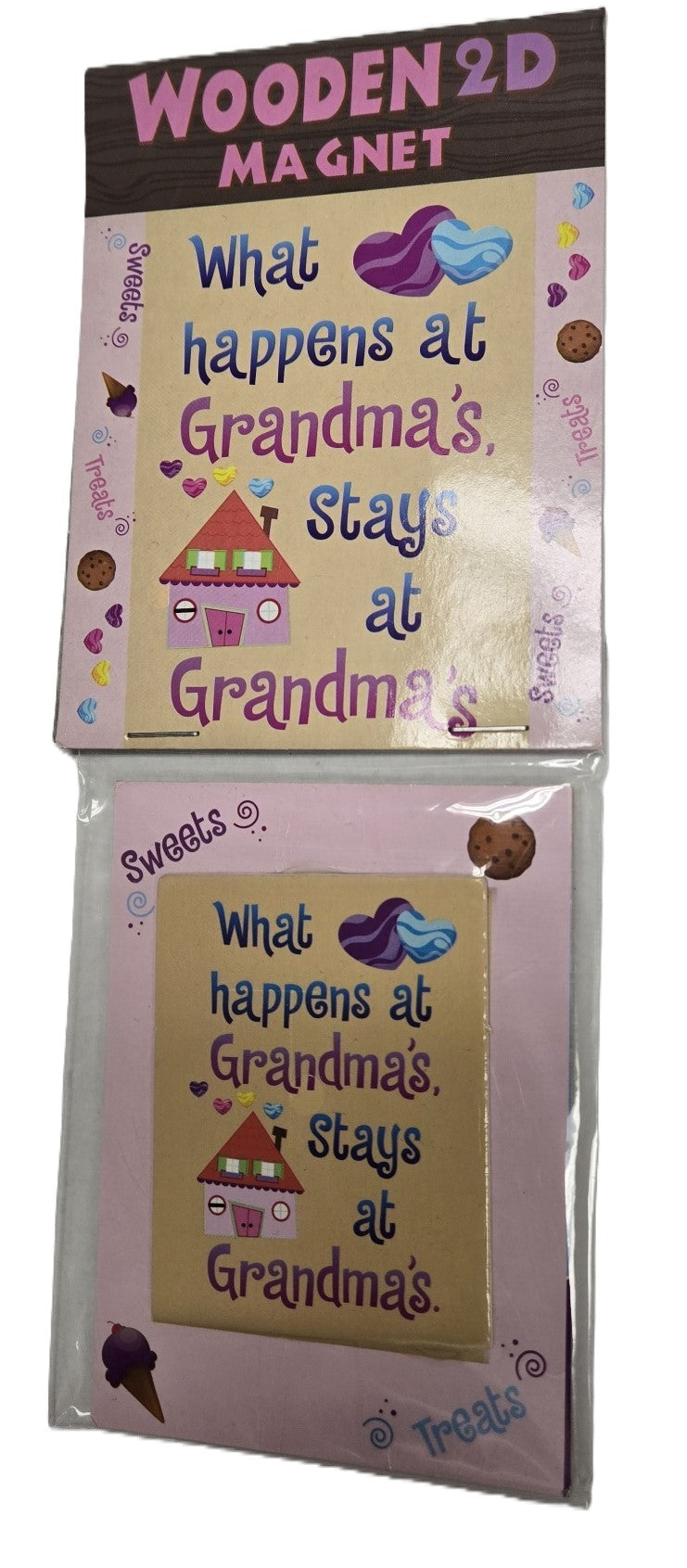 What Happens at Grandma's Wood Magnet