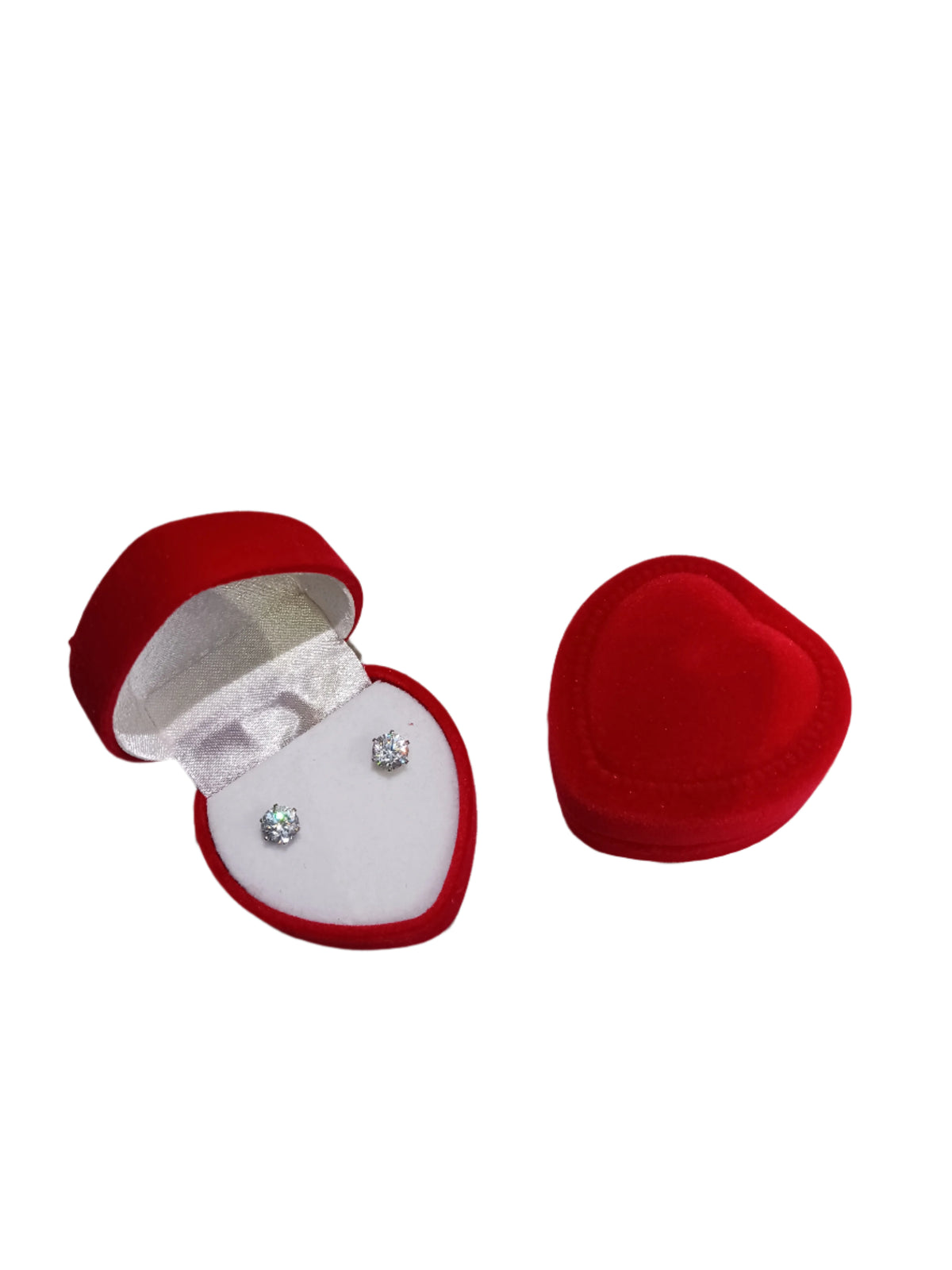 Round Stud Earrings Red Heart Box