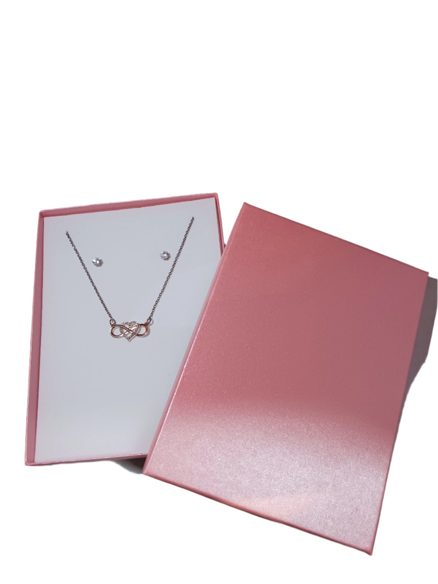 Rose Gold Heart Infinity Jewelry Set