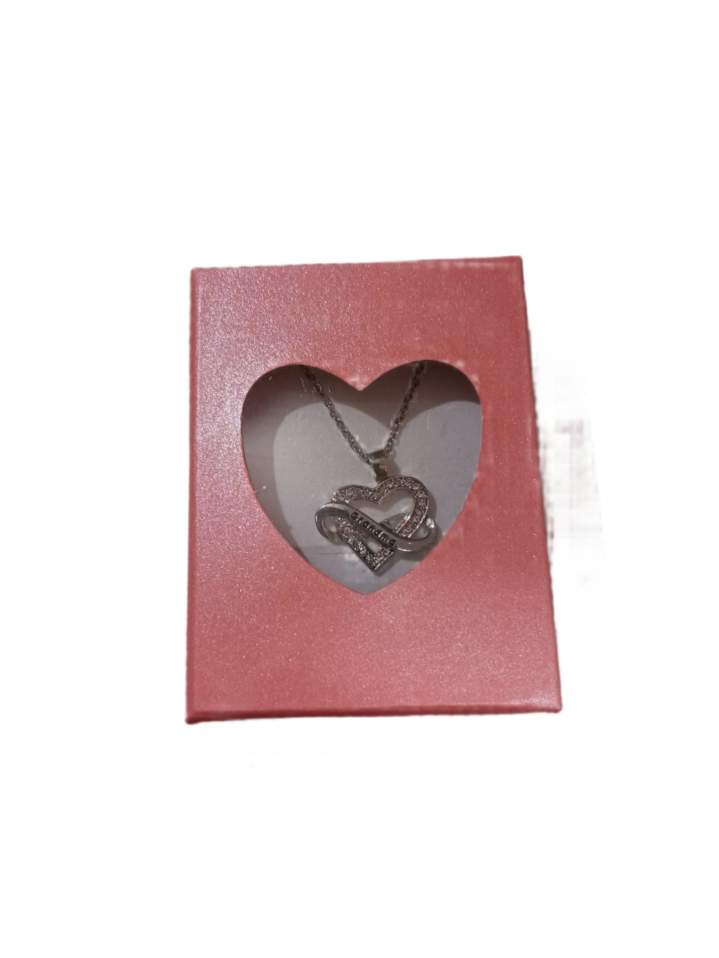 Grandma Infinity Heart Necklace in Pink Box